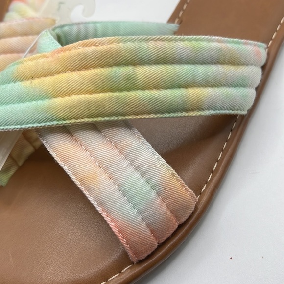 NWT Shade & Shore Slip On Sandals Colorful Tie Dye Rainbow Pink Green Womens 7 - Picture 11 of 12
